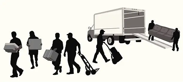 Vector illustration of Movers Vector Silhouette