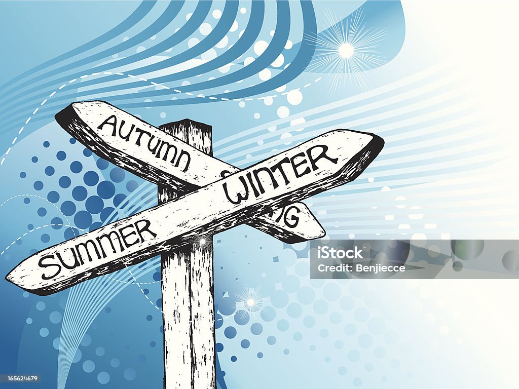 Winter Signpost A seasonal signpost pointing towards winter. Four in a series of four. Abstract stock vector