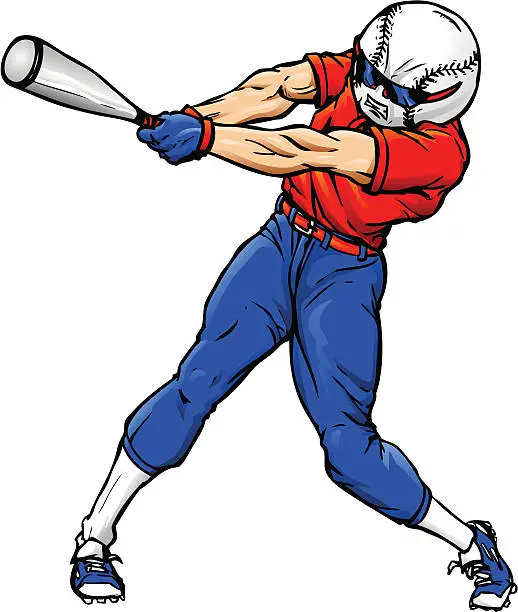 Vector illustration of Baseball Head Swing