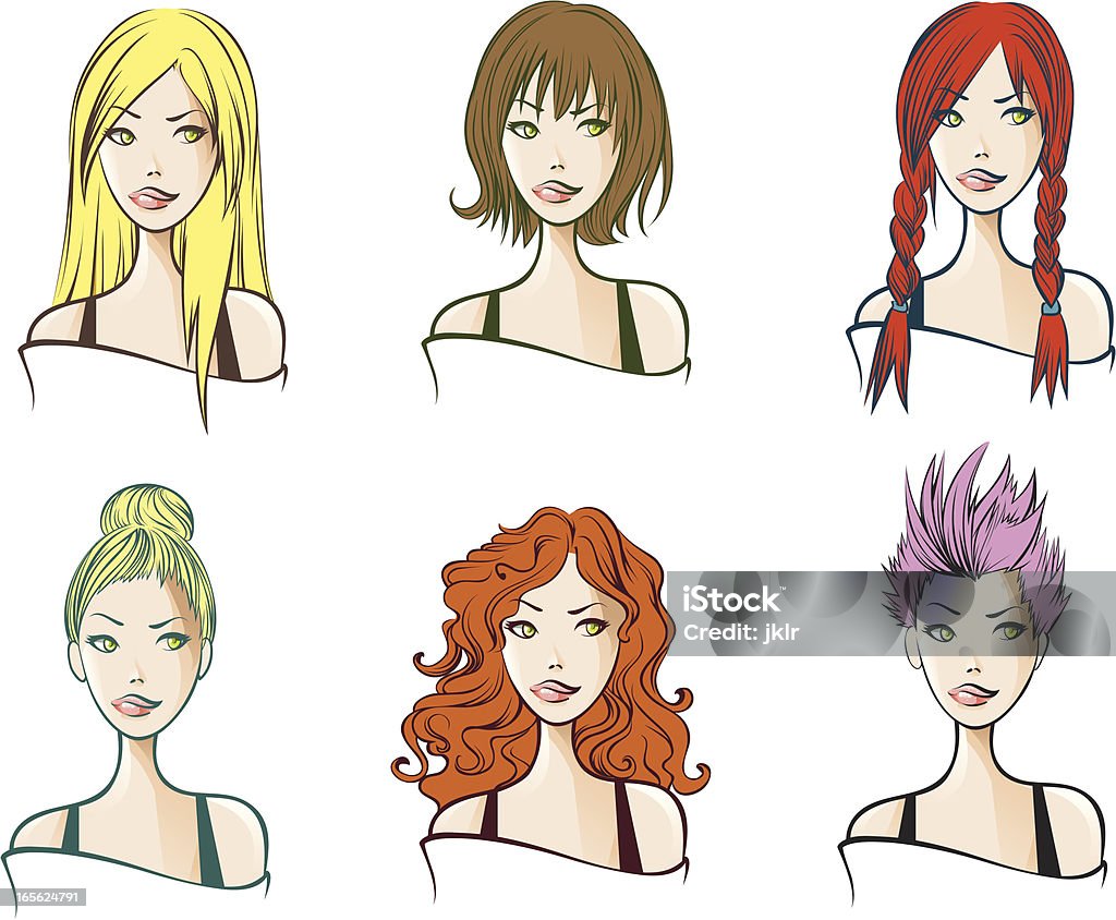 Волосы стиль - Векторная графика Женщины роялти-фри