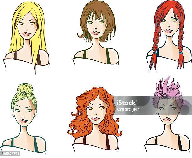 Волосы Стиль — стоковая векторная графика и другие изображения на тему Женщины - Женщины, Торчащие волосы, Векторная графика