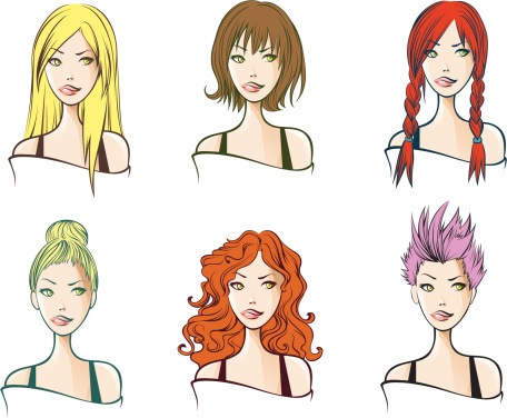Hair Styles Stock Illustration - Download Image Now - Spiky Hair, Adult,  Beautiful Woman - iStock