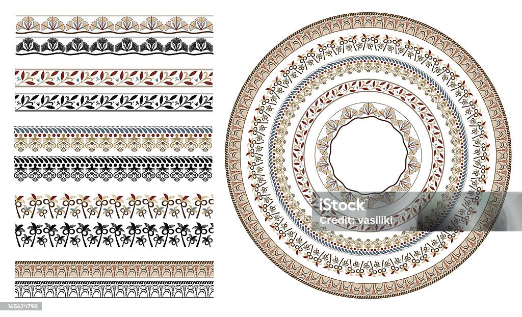 古代ギリシャの花柄シームレスパターン - 枠のロイヤリティフリーベクトルアート