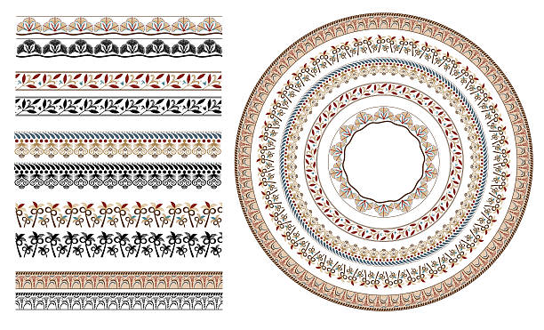 starożytny grecki kwiatowy bezszwowe wzory - pattern seamless backgrounds greek culture stock illustrations