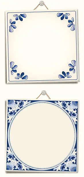 Vector illustration of Various types of antique Dutch delft blue text files