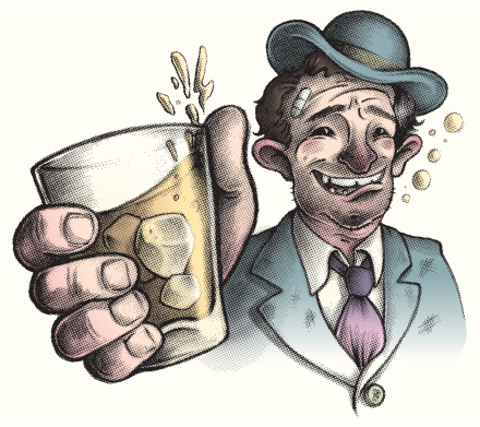 this is the color version of the pencil drawing i had previously did as a black and white illustration. all color can be manipulate as pleased. sure go ahead and make that drink absent if you like