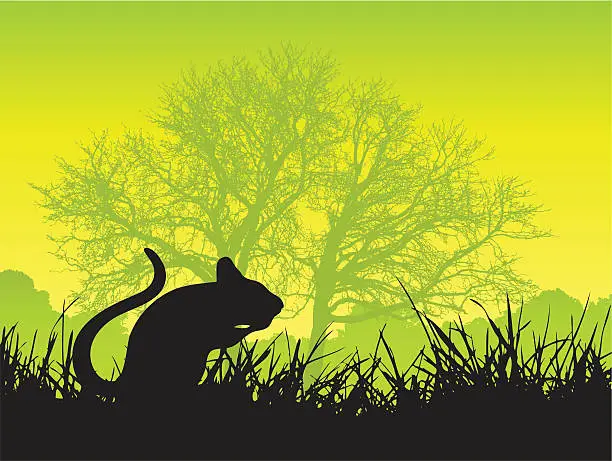 Vector illustration of Mouse outside silhouette