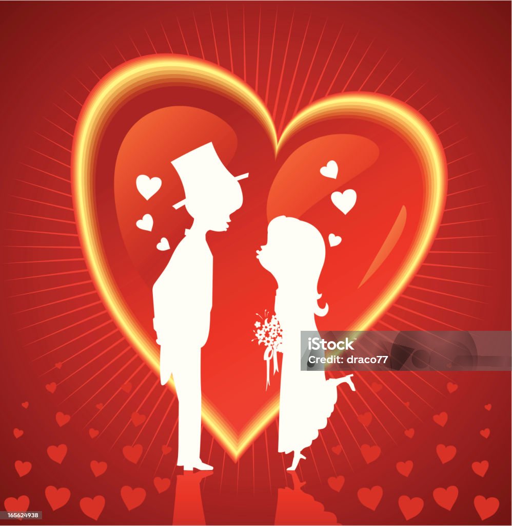 My Valentine vector illustration of white silhouette kissing couple, objects in separate group Adult stock vector