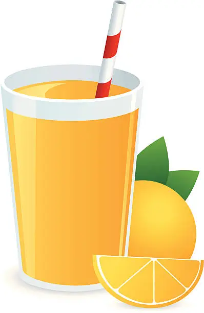 Vector illustration of Glass of Orange Juice and Straw