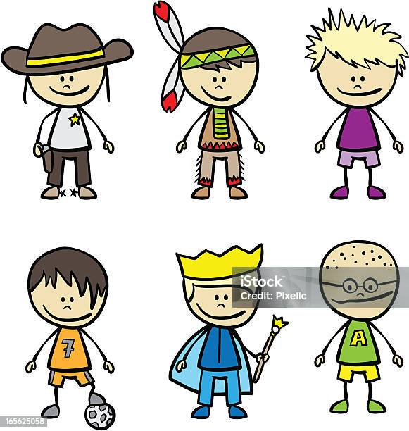 Ragazzi - Immagini vettoriali stock e altre immagini di Disegno di bambino - Disegno di bambino, Figura fatta con bastoncini, Bambino