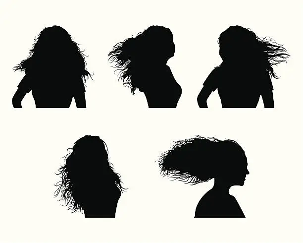 Vector illustration of blowing hairs