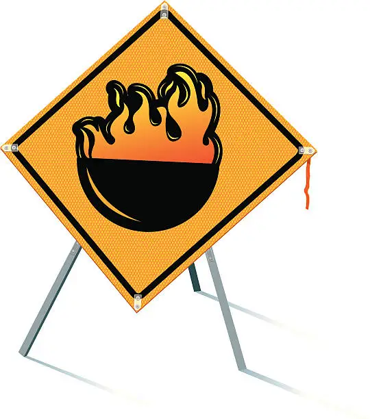 Vector illustration of Grilling Season Barbecue Grill Caution Sign