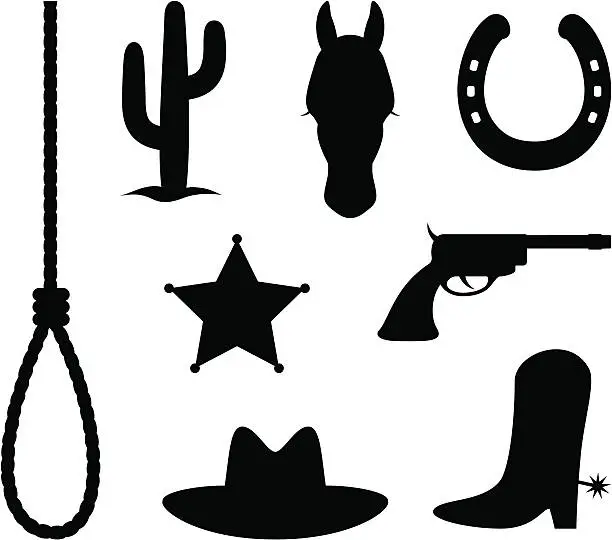 Vector illustration of Wild west items