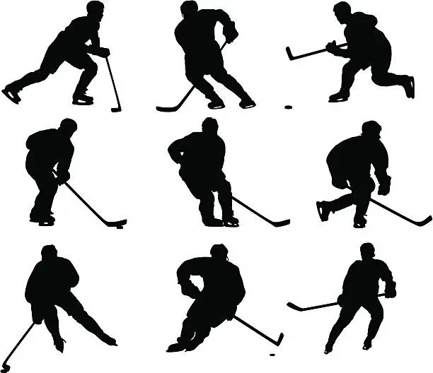 Vector illustration of Hockey Player Silhouettes