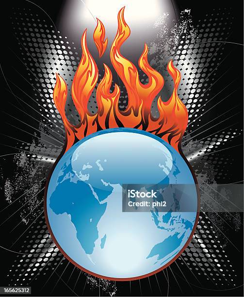 Flaming Globe Monde Carte Sphère Illustration Vecteurs libres de droits et plus d'images vectorielles de Afrique - Afrique, Asie, Australie