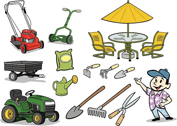 Vector illustration of Lawn and Garden Stuff