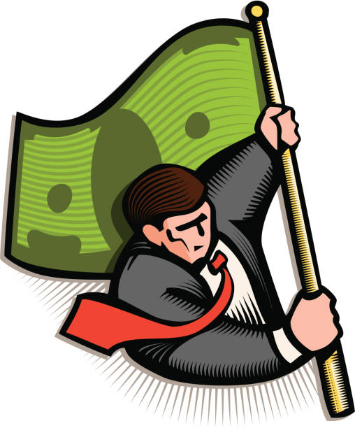 geld flagge inhaber - brown necktie red gold stock-grafiken, -clipart, -cartoons und -symbole