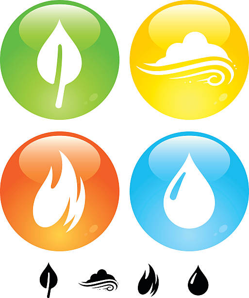 vier elemente buttons - die vier elemente stock-grafiken, -clipart, -cartoons und -symbole