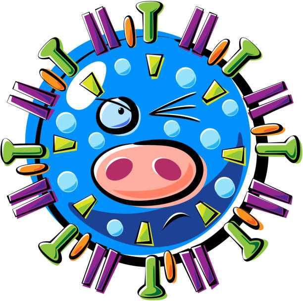 ilustraciones, imágenes clip art, dibujos animados e iconos de stock de virus de la gripe porcina - pig flu