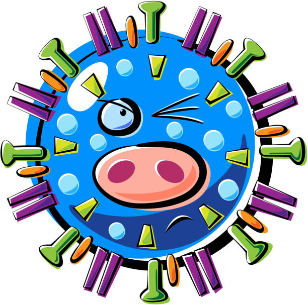 ilustrações, clipart, desenhos animados e ícones de vírus da gripe suína - pig swine flu flu virus cold and flu
