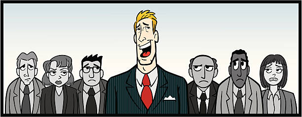 Overbearing Boss Great illustration of an overbearing boss with his office staff. Perfect for a business or employment illustration. EPS and JPEG files included. Be sure to view my other illustrations, thanks! showing off stock illustrations