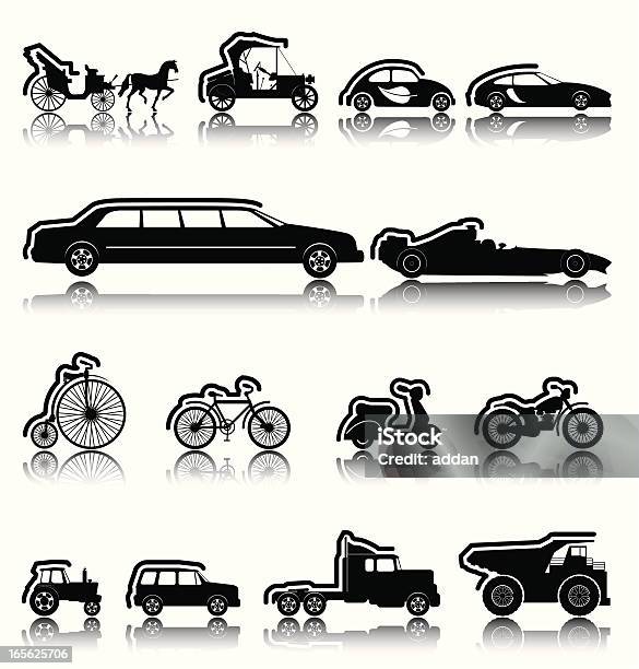 Black Icons Stock Illustration - Download Image Now - Vintage Car, Tractor, Icon Set