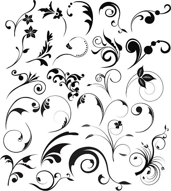 Vector illustration of Floral design elements