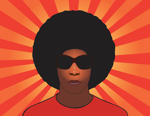 Soul Brother Iconic, retro image of man with afro and sunglasses.  Good for music, retro, fashion-themed design. afro man stock illustrations