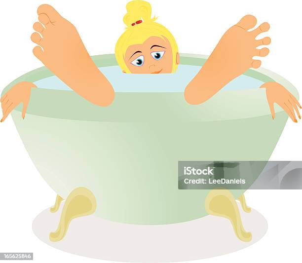 Frau Im Bad Cartoon Stock Vektor Art und mehr Bilder von Badewanne - Badewanne, Comic - Kunstwerk, Durchnässt