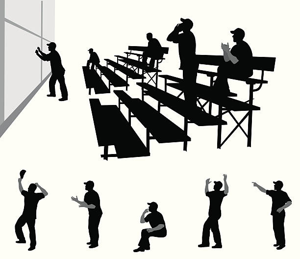 ilustrações de stock, clip art, desenhos animados e ícones de cheerleaderdads - cheering men shouting silhouette