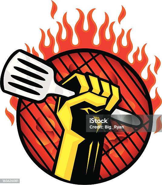 Ilustración de Revolución Grill y más Vectores Libres de Derechos de Llama - Fuego - Llama - Fuego, Parrillera, Barbacoa - Comida