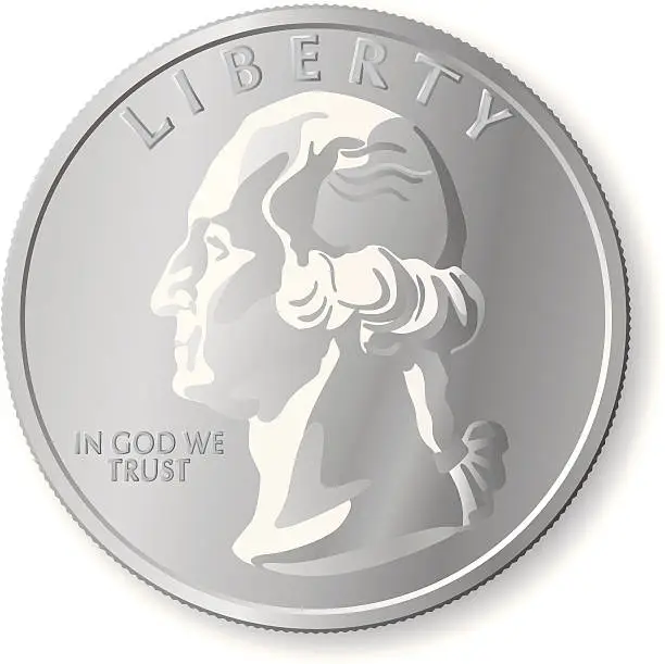 Vector illustration of US quarter coin