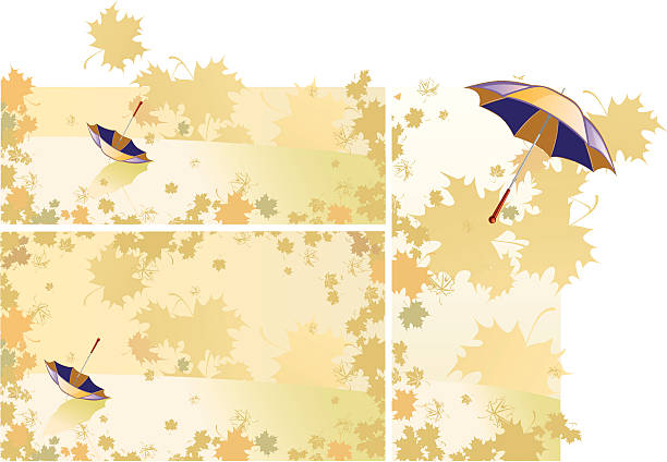 Herbst-Blätter und Sonnenschirme – Vektorgrafik