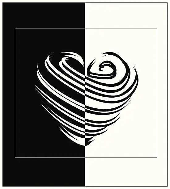 Vector illustration of Black and White Heart