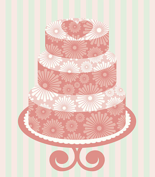 Tres niveles Floral pastel de bodas - ilustración de arte vectorial