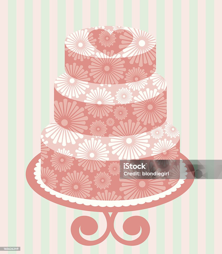 Three Tiered Floral Wedding Cake Stock Illustration - Download ...