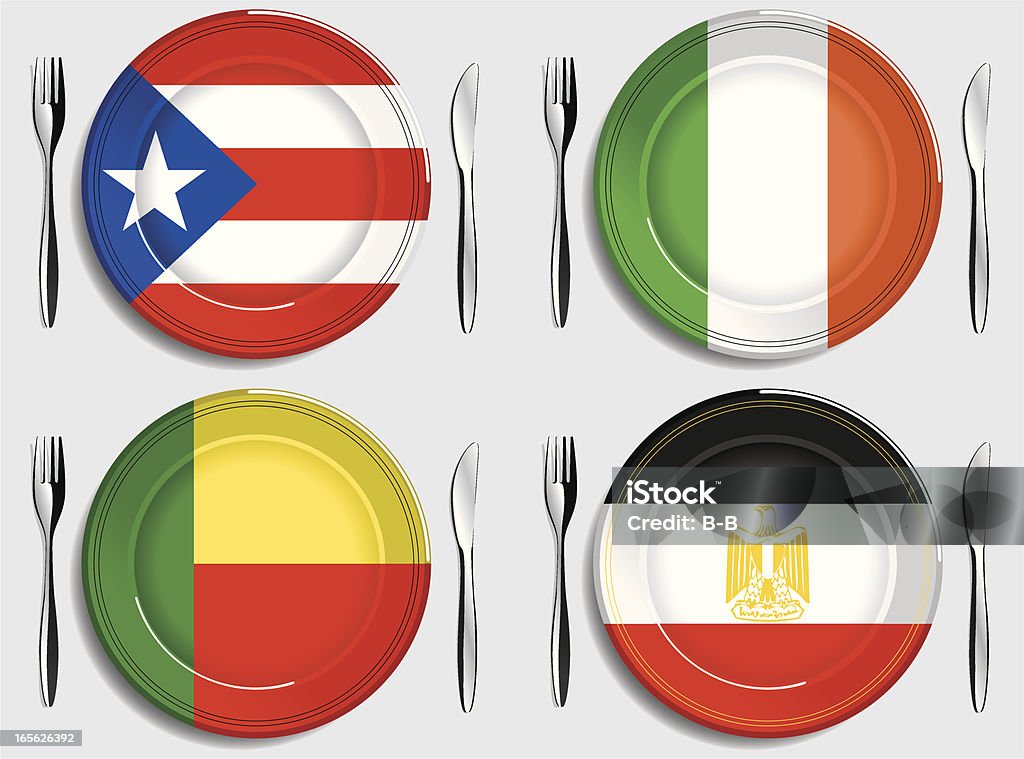 Alimentos, Puerto Rico-Irlanda, Benín-Egipto - arte vectorial de Puerto Rico libre de derechos