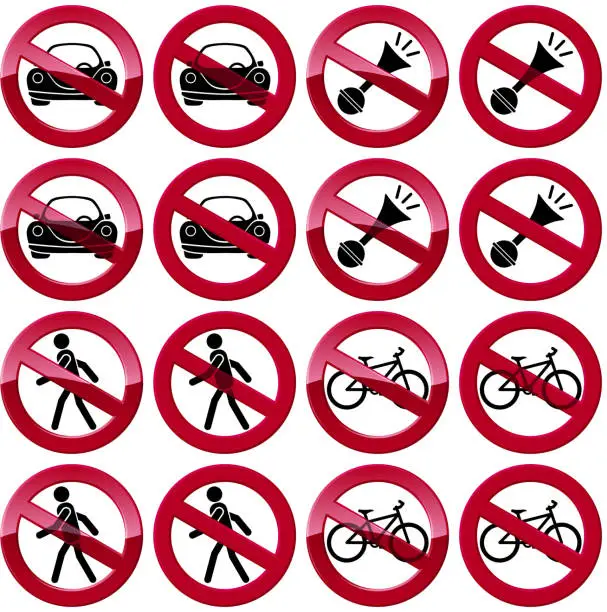 Vector illustration of Prohibited Signs