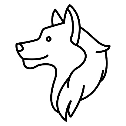 Wolf Vector Icon, Lineal style icon, from Animal Head icons collection, isolated on white Background.