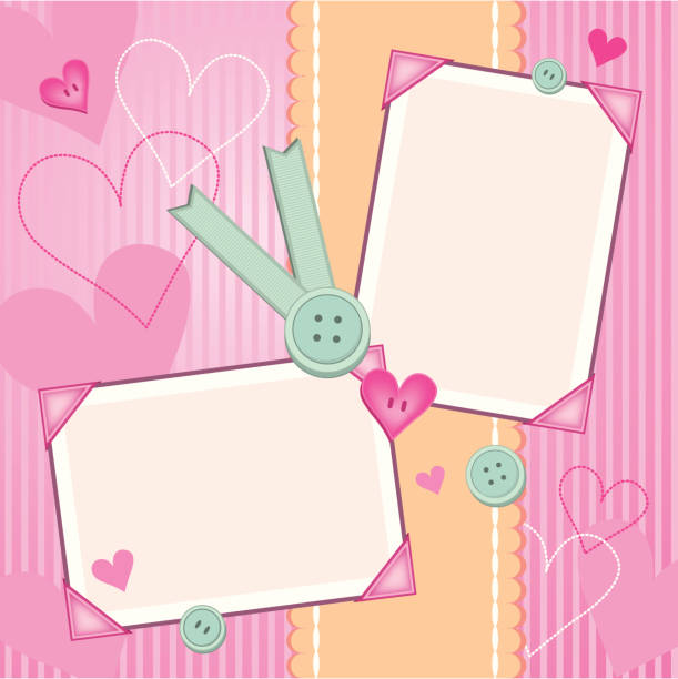 альбом на память компоновки - frame scalloped picture frame photograph stock illustrations