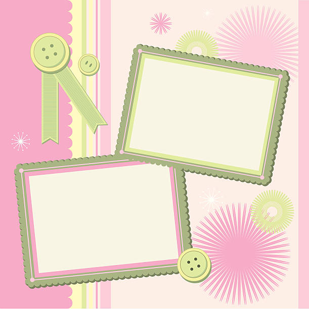 альбом на память компоновки - frame scalloped picture frame photograph stock illustrations