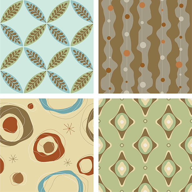 Seamless Wallpaper Pattern A set of vintage style wallpaper pattern.  1970 pictures stock illustrations
