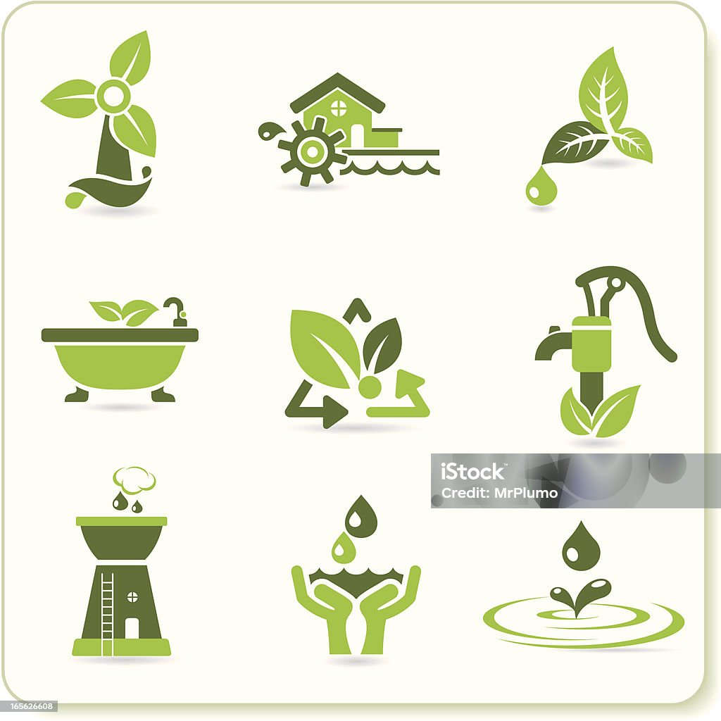 Grüne Öko-Symbole - Lizenzfrei Wasserpumpe Vektorgrafik