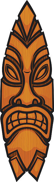 tiki zarządu - tiki hawaiian culture wood grain hawaiian ethnicity stock illustrations