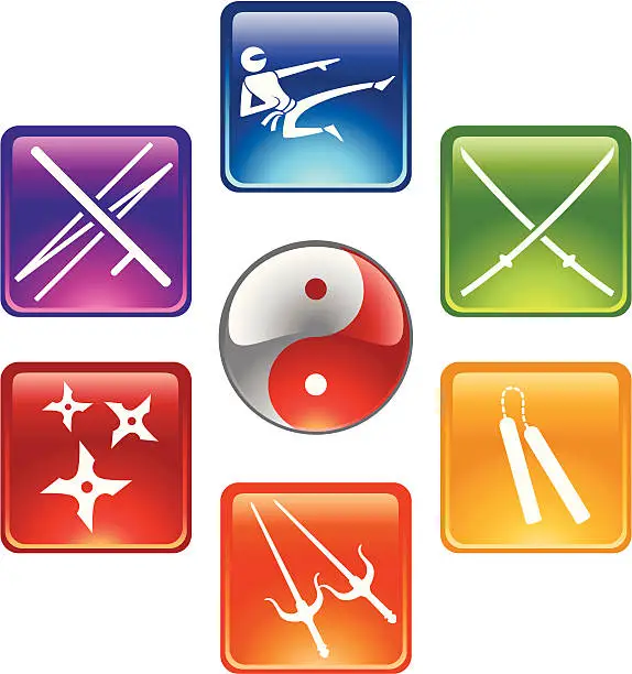 Vector illustration of Ninja Buttons Square