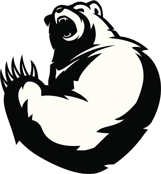 Vector illustration of Bear mascot B&W