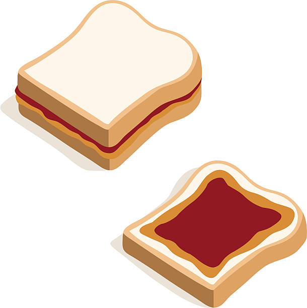 Cartoon image of peanut butter and jelly sandwiches Peanut Butter and Jelly Sandwich peanut butter and jelly sandwich stock illustrations