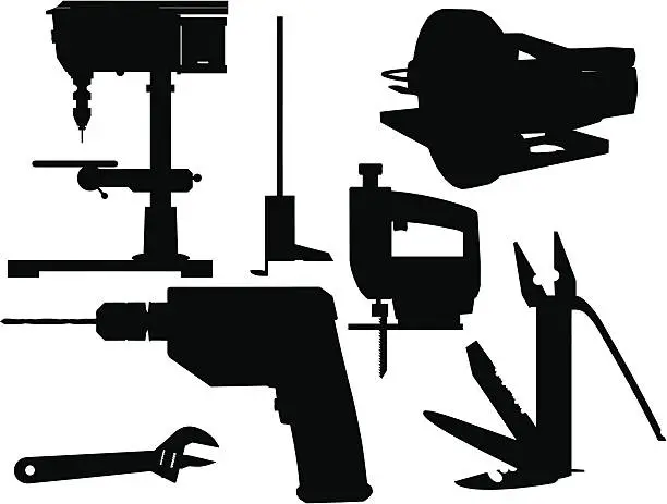 Vector illustration of Tools Silhouette Collection