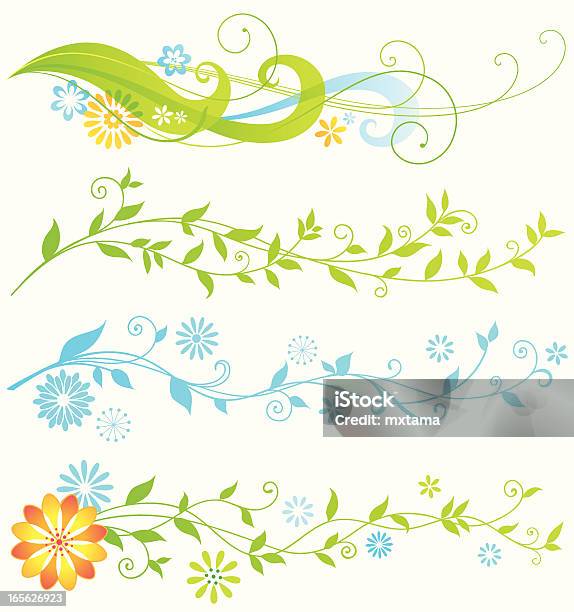 Flowing Borders Stock Illustration - Download Image Now - Vine - Plant, Flower, Swirl Pattern