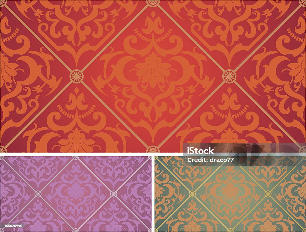 Rococo Seamless Background abstract decorative pattern in three color variations with 4479px x 3400px jpeg, created using CS2, 2 color gradients. Visit Portfolio for More Seamless Background and Borders Series Lightbox Abstract stock vector